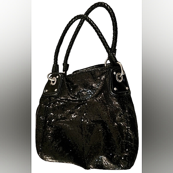 Black sequin bucket bag purse - Picture 1 of 6